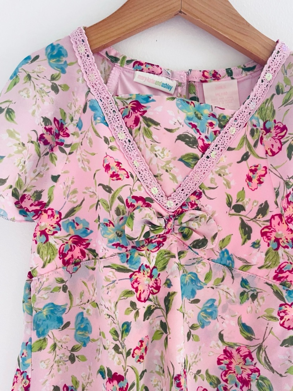 Garden Wedding Party Dress, Mary Kate and Ashley, Floral Pink, Flutter Sleeves